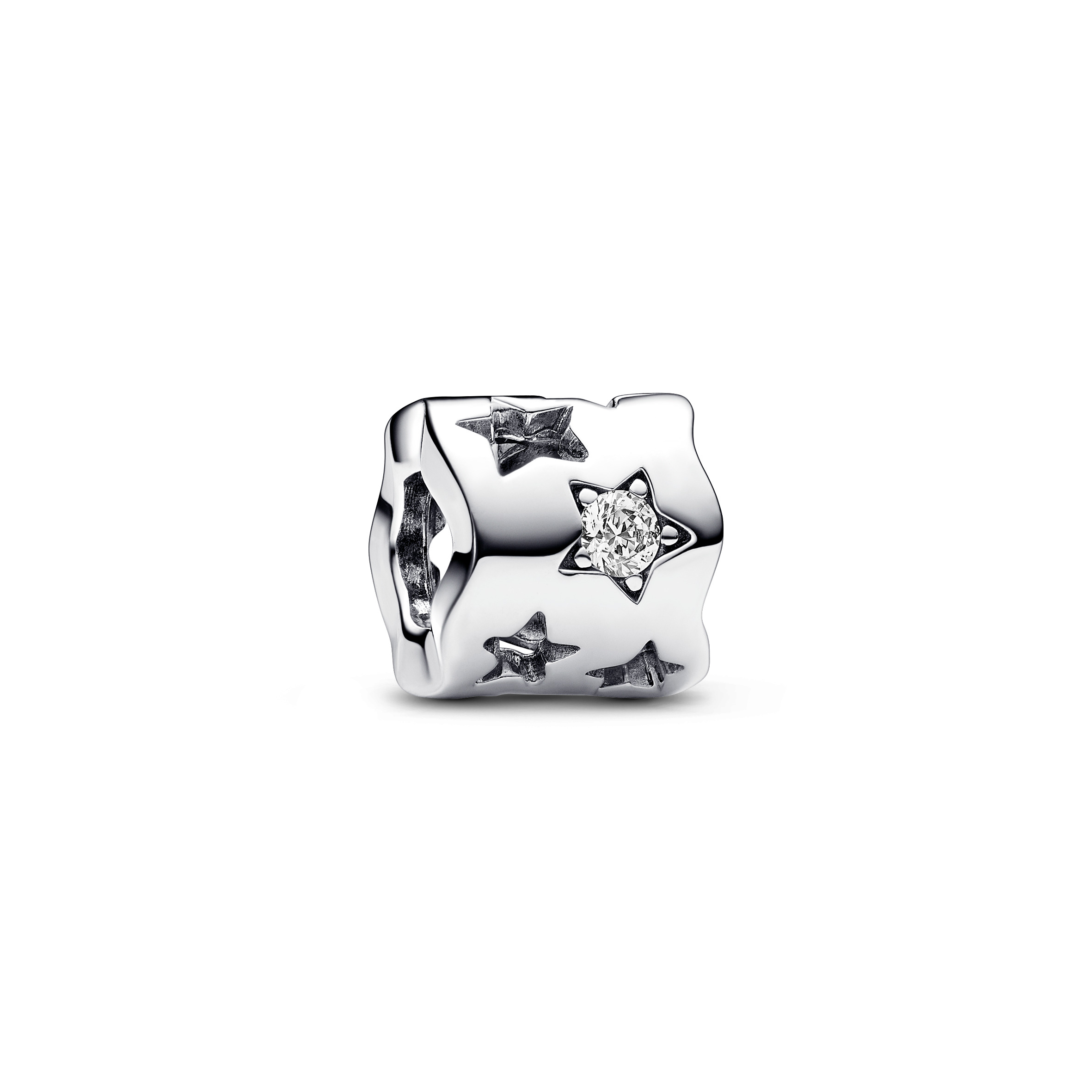 PANDORA Cut-out star sterling silver charm with clear cubic